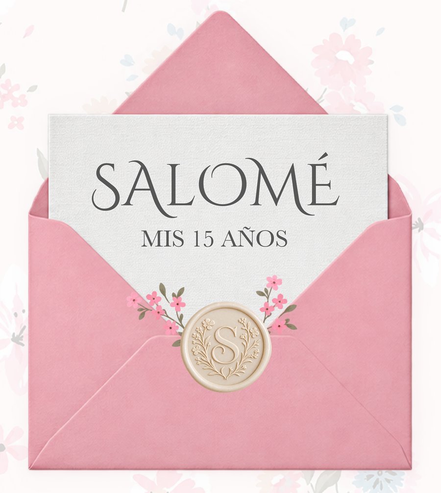 Sobre con la tarjeta de Salomé, mis 15 años
